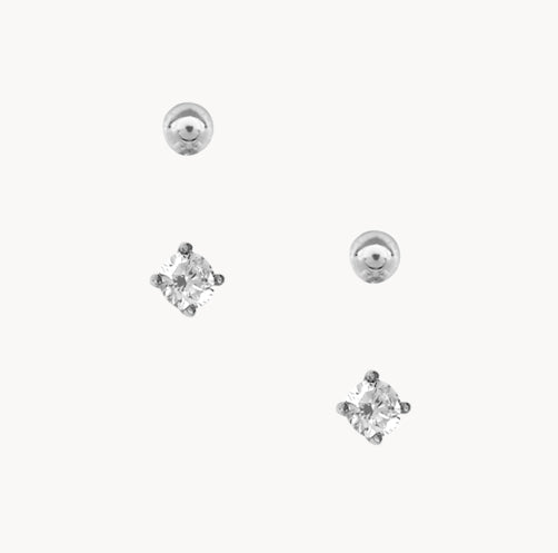 Silver cubic deals zirconia stud earrings